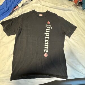 Supreme Black Vertical Logo Tee
